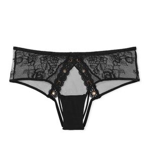 Victorias Secret Rebel Lace & Grommet Open Back Cheeky Panty Sz S